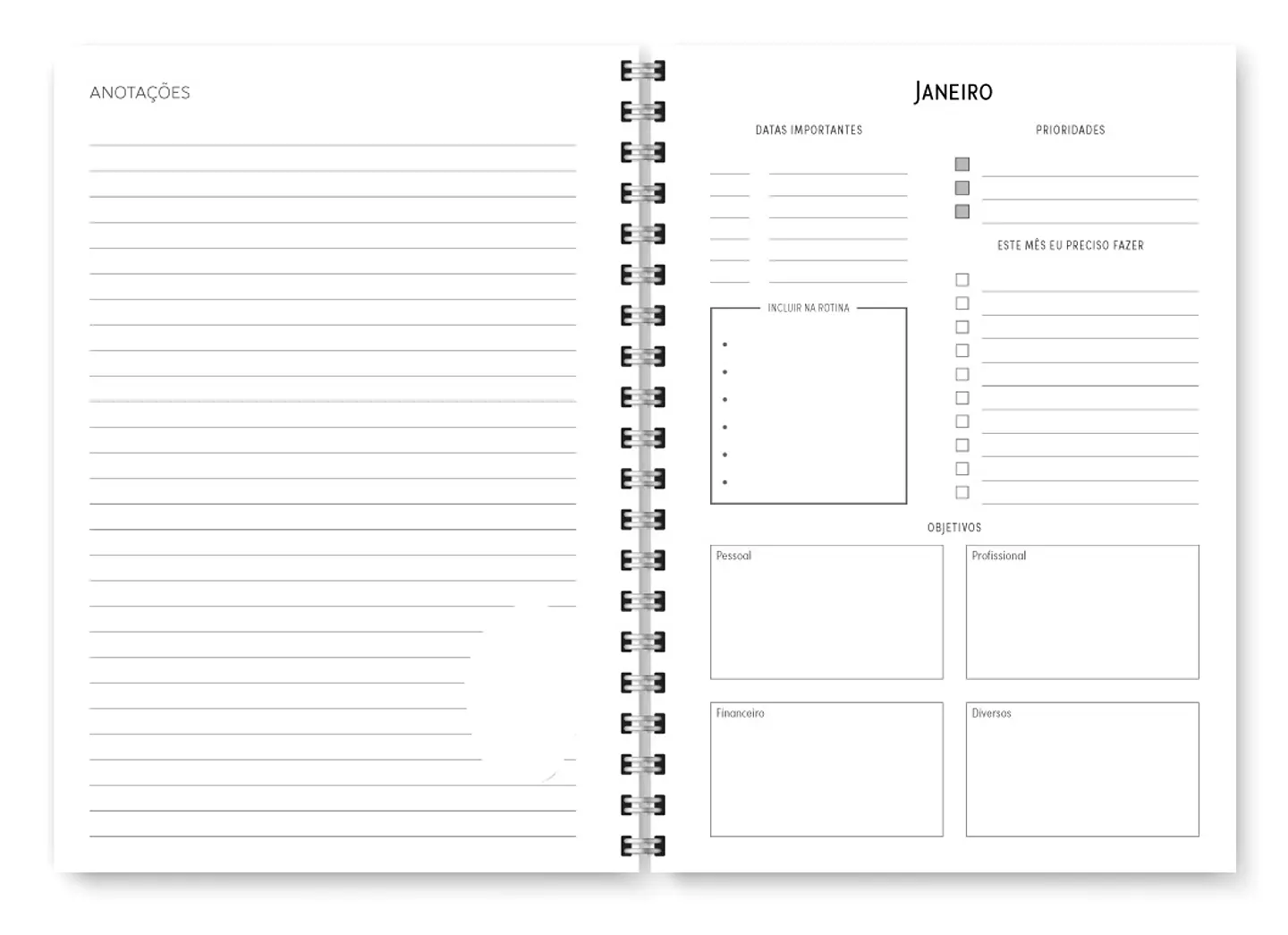 Arquivo Miolo Planner Básico 2025 Horizontal - Trilha de papel 8
