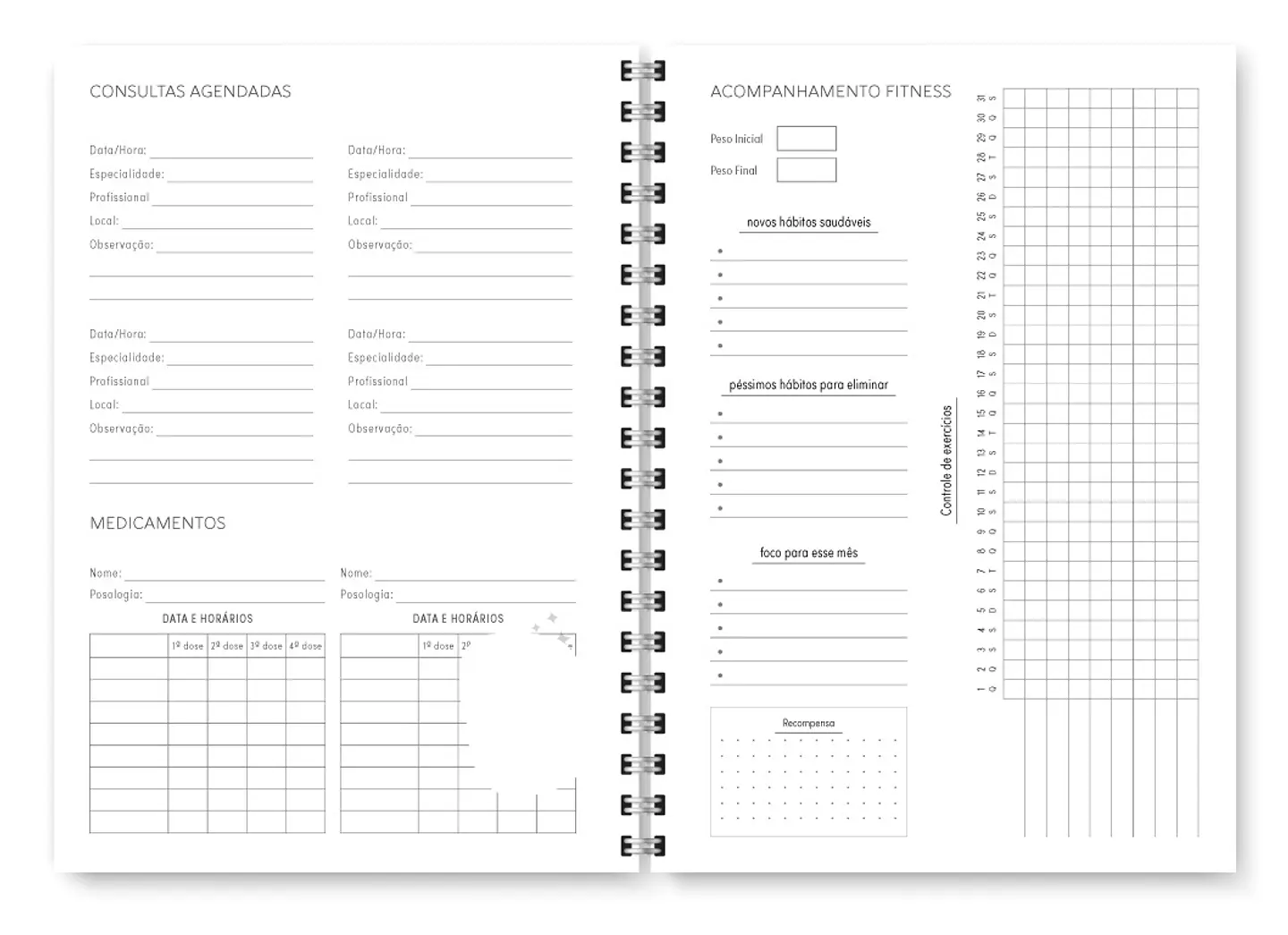 Arquivo Miolo Planner Básico 2025 Horizontal - Trilha de papel 9