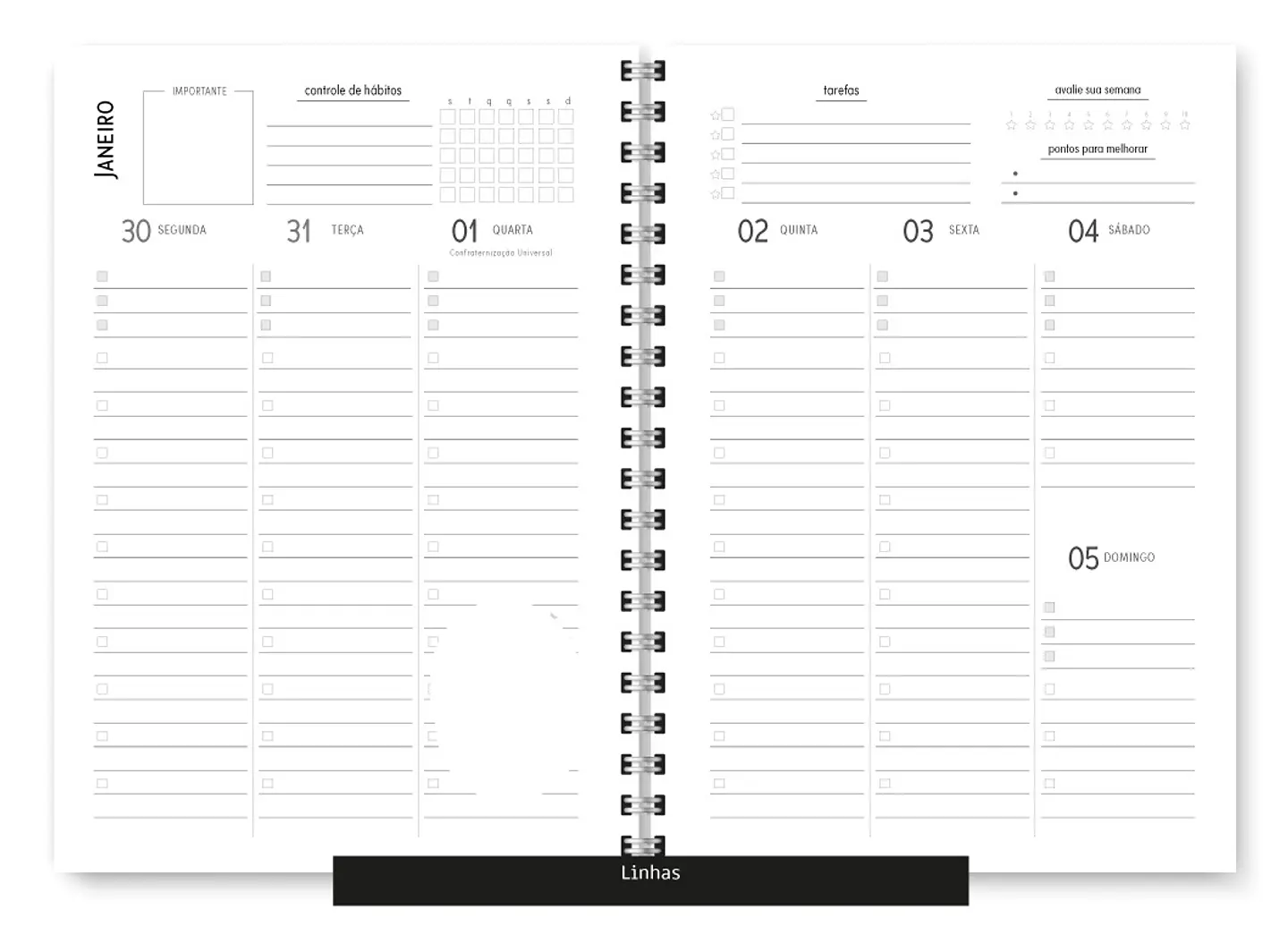 Arquivo Miolo Planner Básico 2025 Vertical - Trilha de papel 11