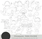 Kit Digital Dinossauro Para Colorir Preto e Branco - TUTTI - Thumbnail 3