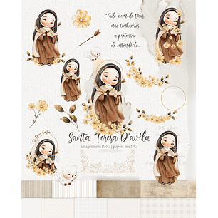 Kit Digital Santa Tereza D'ávila com Marcadores Calendário 2025 - carinas