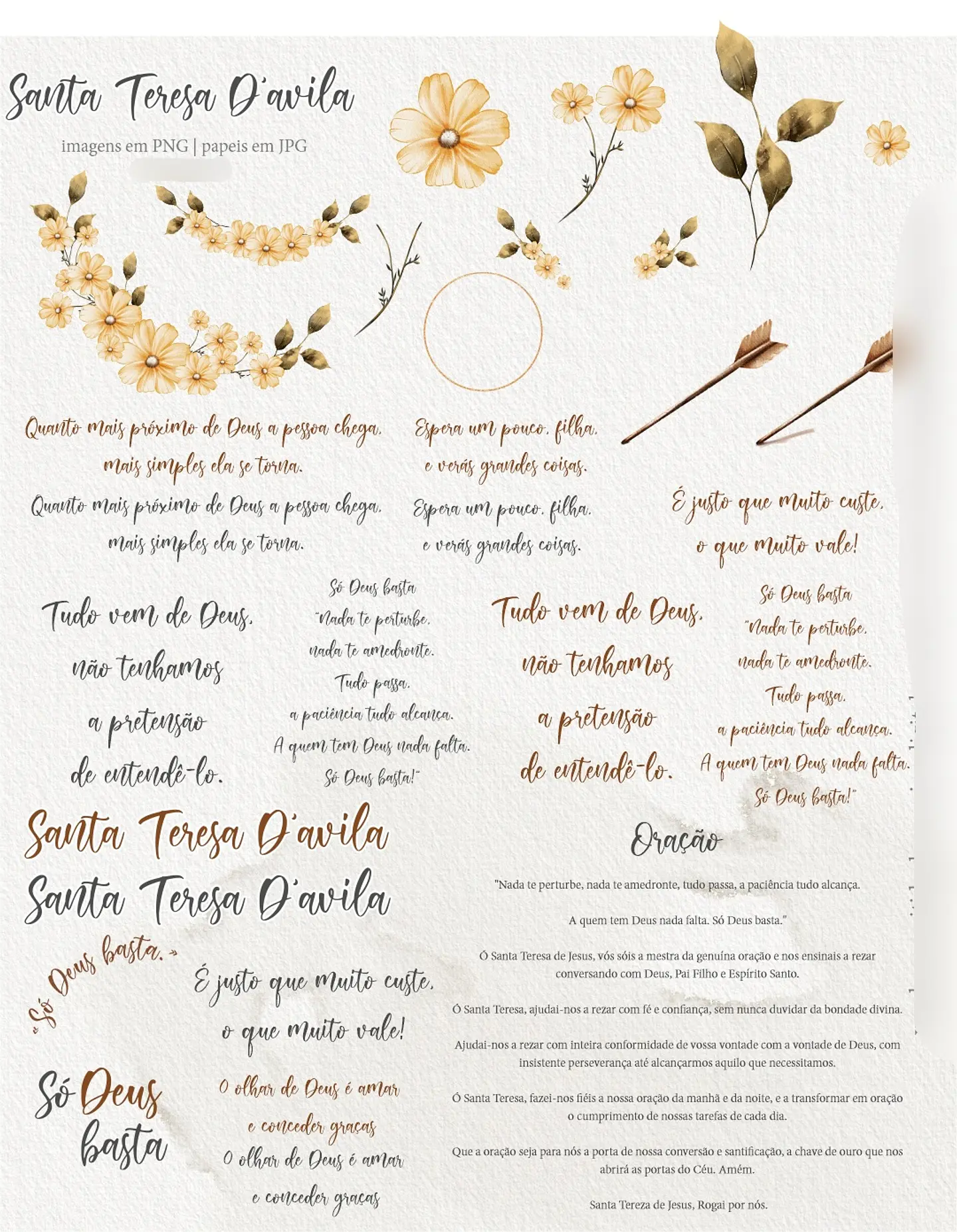 Kit Digital Santa Tereza D'ávila com Marcadores Calendário 2025 - carinas 4