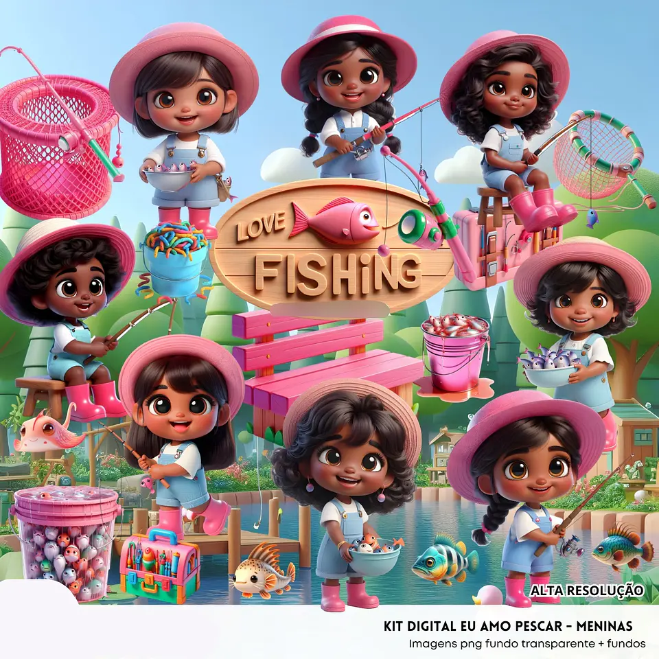 Kit Digital Pescaria Menina - Fanddy 1