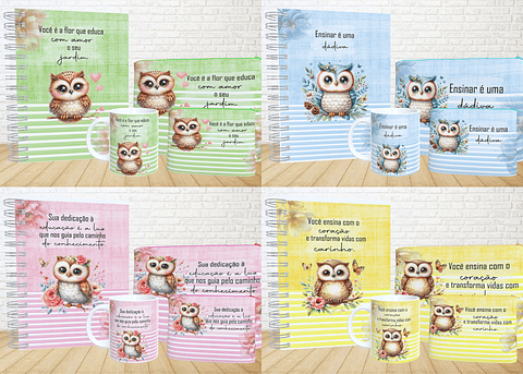 Arquivo Dia dos Professores Combo Sublimação Corujinha - maria fumaça