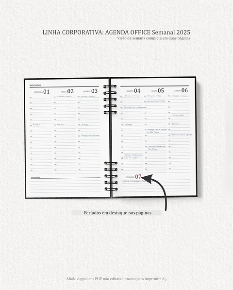  Arquivo Miolo Agenda Office Semanal 2025 | Carinas Paper