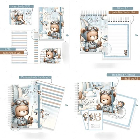 Arquivo Encadernação Baby Ursinho Aviador