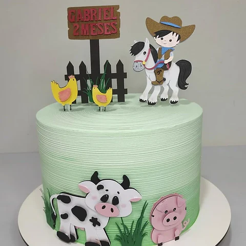 Arquivo Topo de Bolo Fazendinha Menino no Cavalo - EM CAMADAS