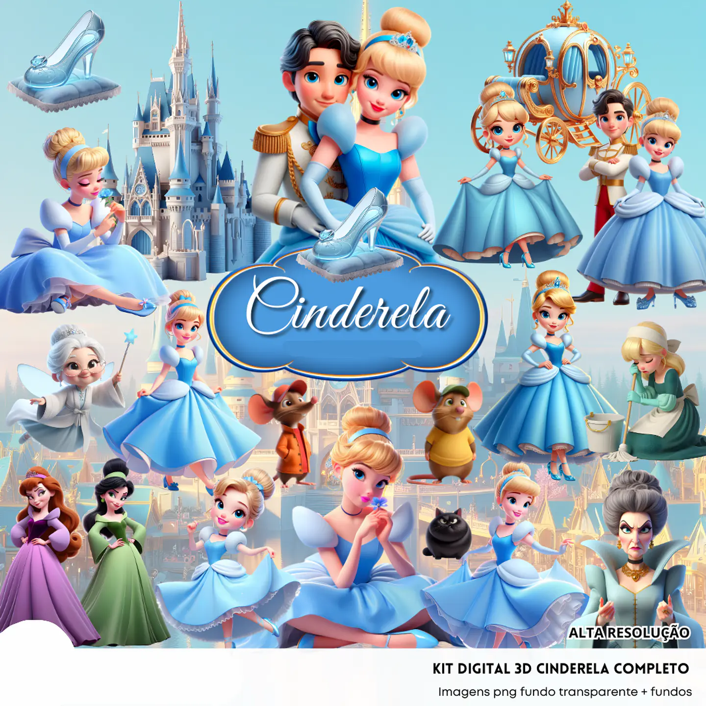 Kit Digital 3D Cinderela - Fanddy 1