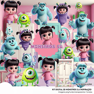 Kit Digital 3D Monstros SA Cute - Fanddy