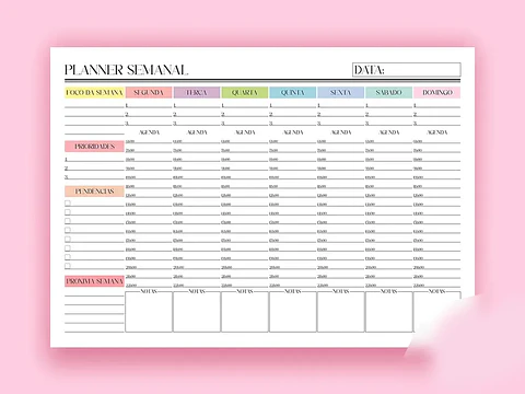 Arquivo Planner de Mesa Semanal Permanente 