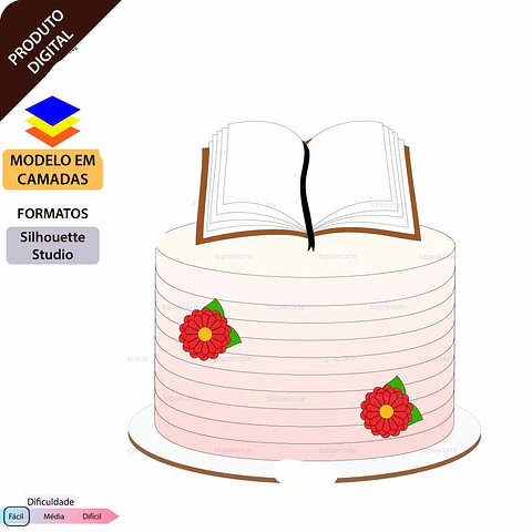 Arquivo Topo de Bolo Livro Aberto - EM CAMADAS