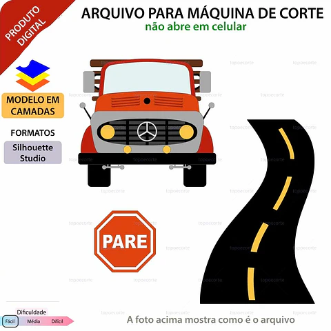 Arquivo Topo de Bolo Caminhão - EM CAMADAS