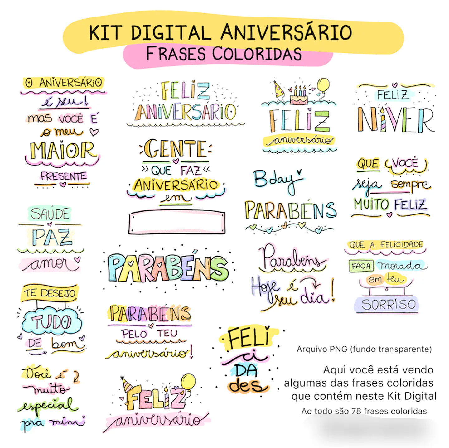 Kit Digital Feliz Aniversário - pandoca 5