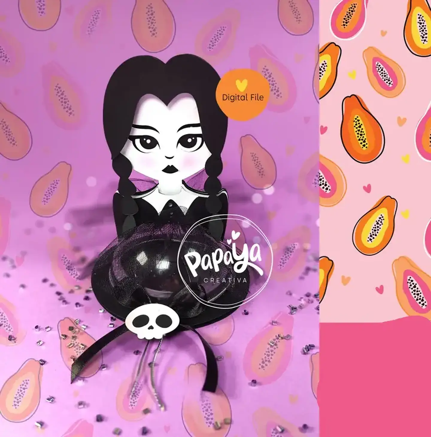 Arquivo de Corte Halloween Porta Bombom Wandinha 1