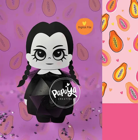 Arquivo de Corte Halloween Porta Bombom Wandinha