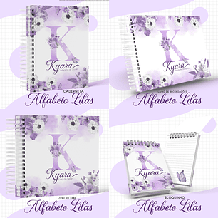 Arquivo Encadernação Baby Alfabeto Lilás Floral