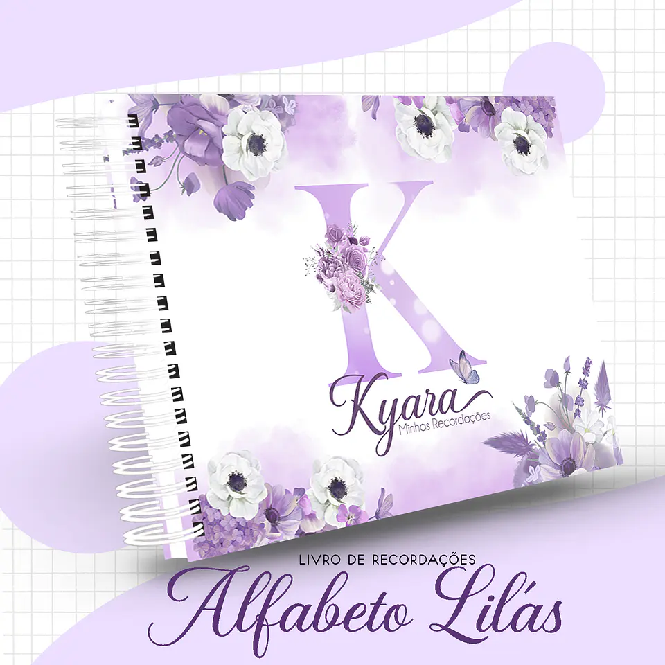 Arquivo Encadernação Baby Alfabeto Lilás Floral 2