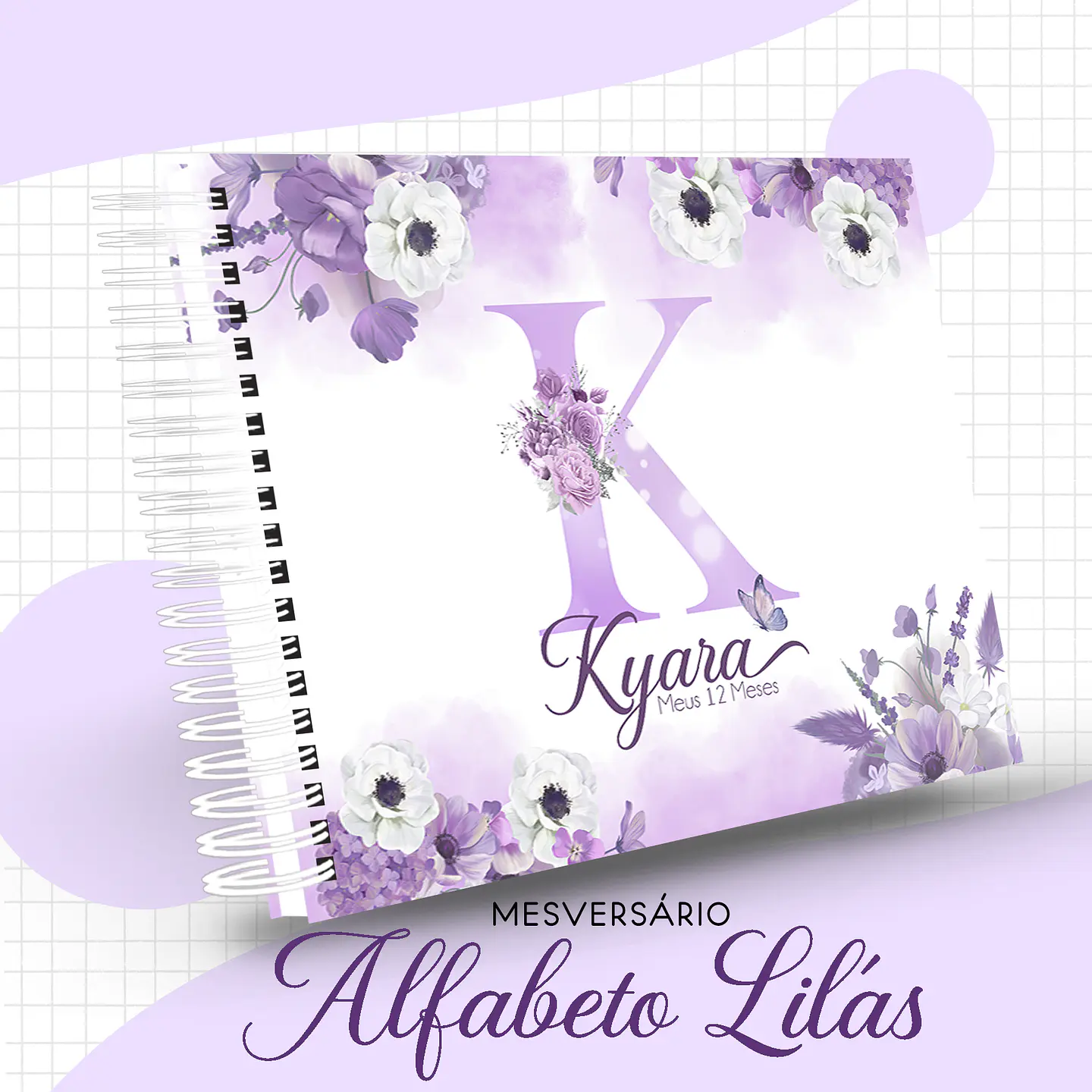 Arquivo Encadernação Baby Alfabeto Lilás Floral 5