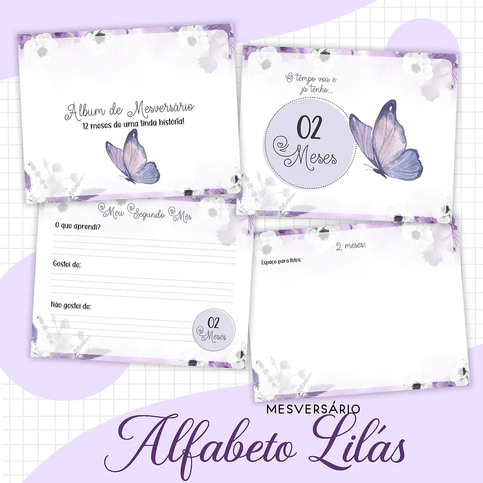 Arquivo Encadernação Baby Alfabeto Lilás Floral 6