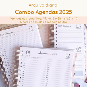 Arquivo Combo Agendas A5, 18x18 e Slim 2025 - Papel Sorriso