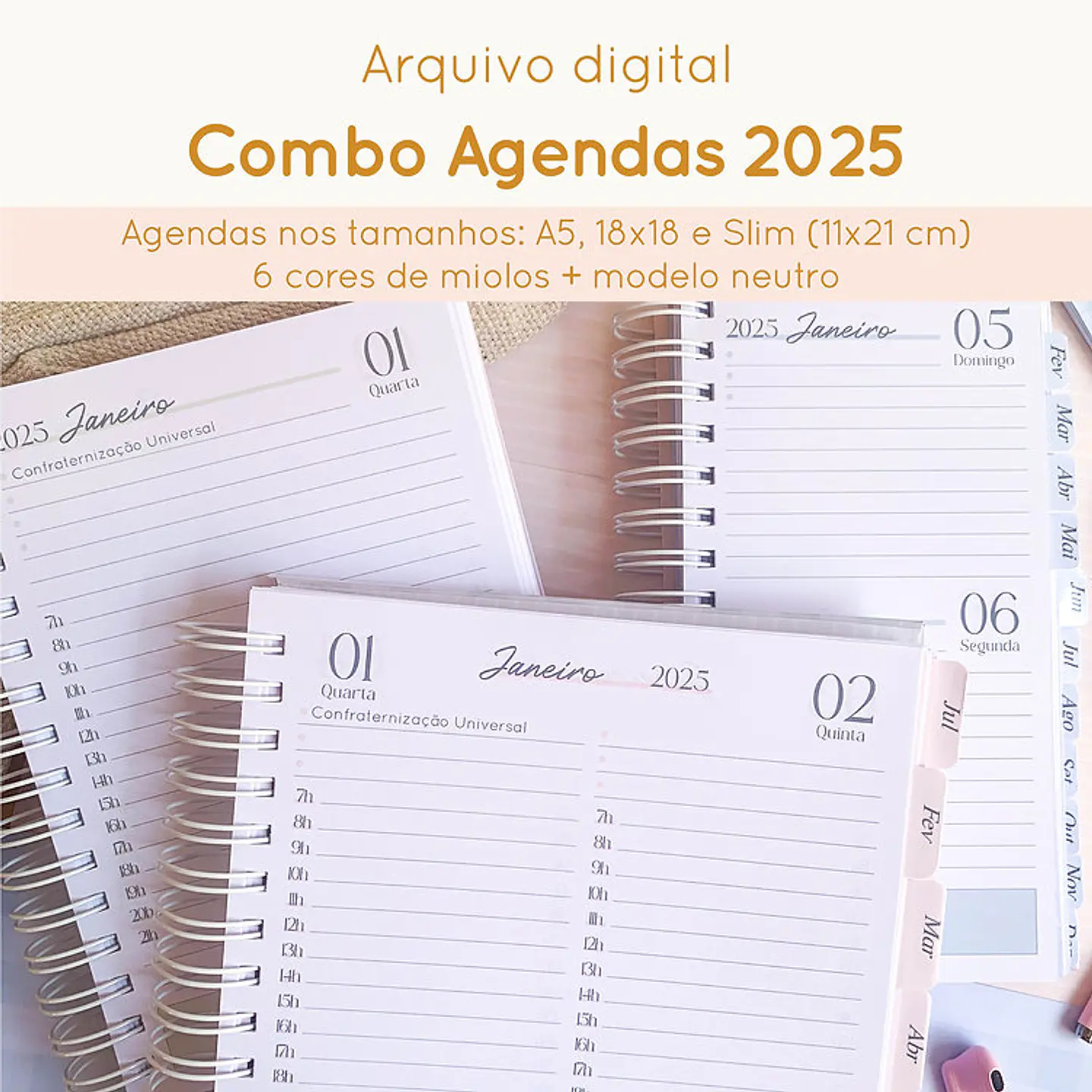 Arquivo Combo Agendas A5, 18x18 e Slim 2025 - Papel Sorriso 1