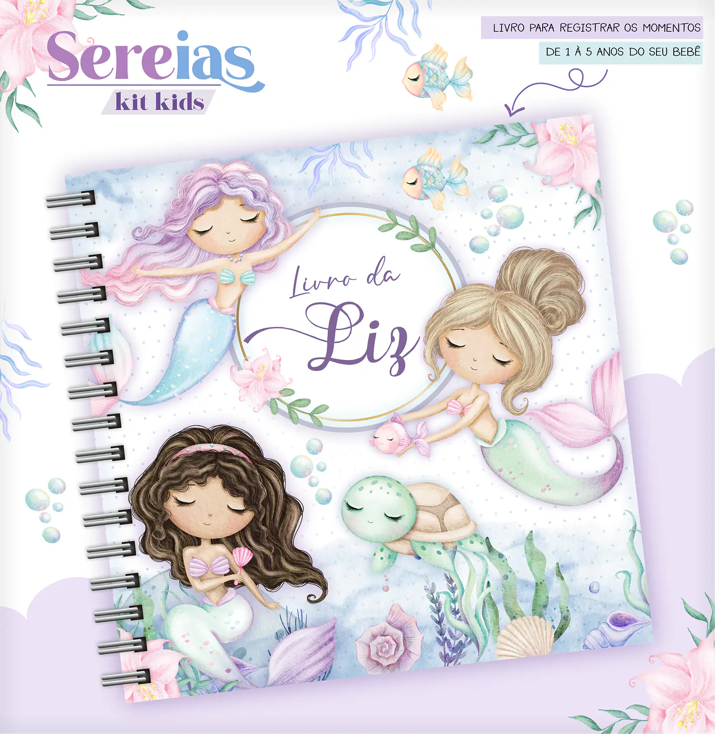 Arquivo Encadernação Baby Sereias Aquarela 6