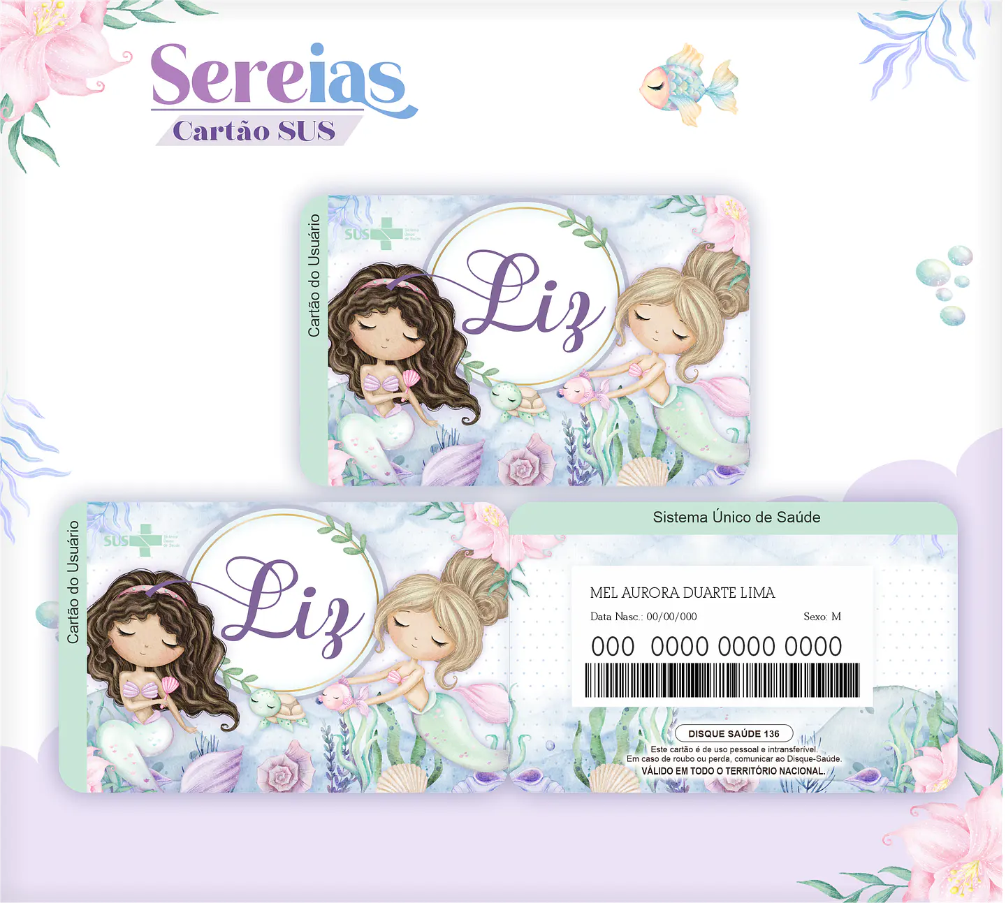 Arquivo Encadernação Baby Sereias Aquarela 9