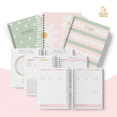 Arquivo Planner Não Datado Vertical e Horizontal - SARA