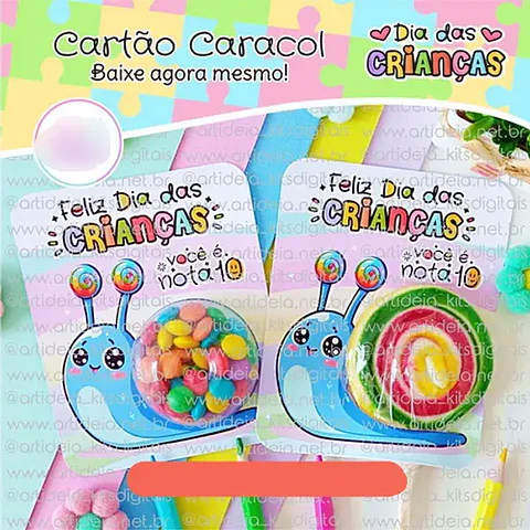 Arquivo Dia das Crianças Card Blistter Caracol - art ideia