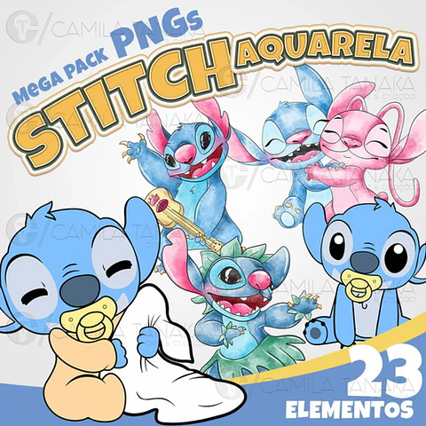 Kit Digital Stich e Angel Aquarela