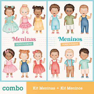 Kit Digital Meninos e Meninas Aquarela - Para montar