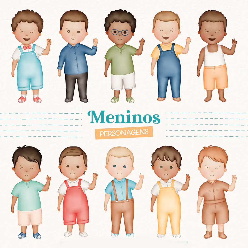 Kit Digital Meninos e Meninas Aquarela - Para montar 2