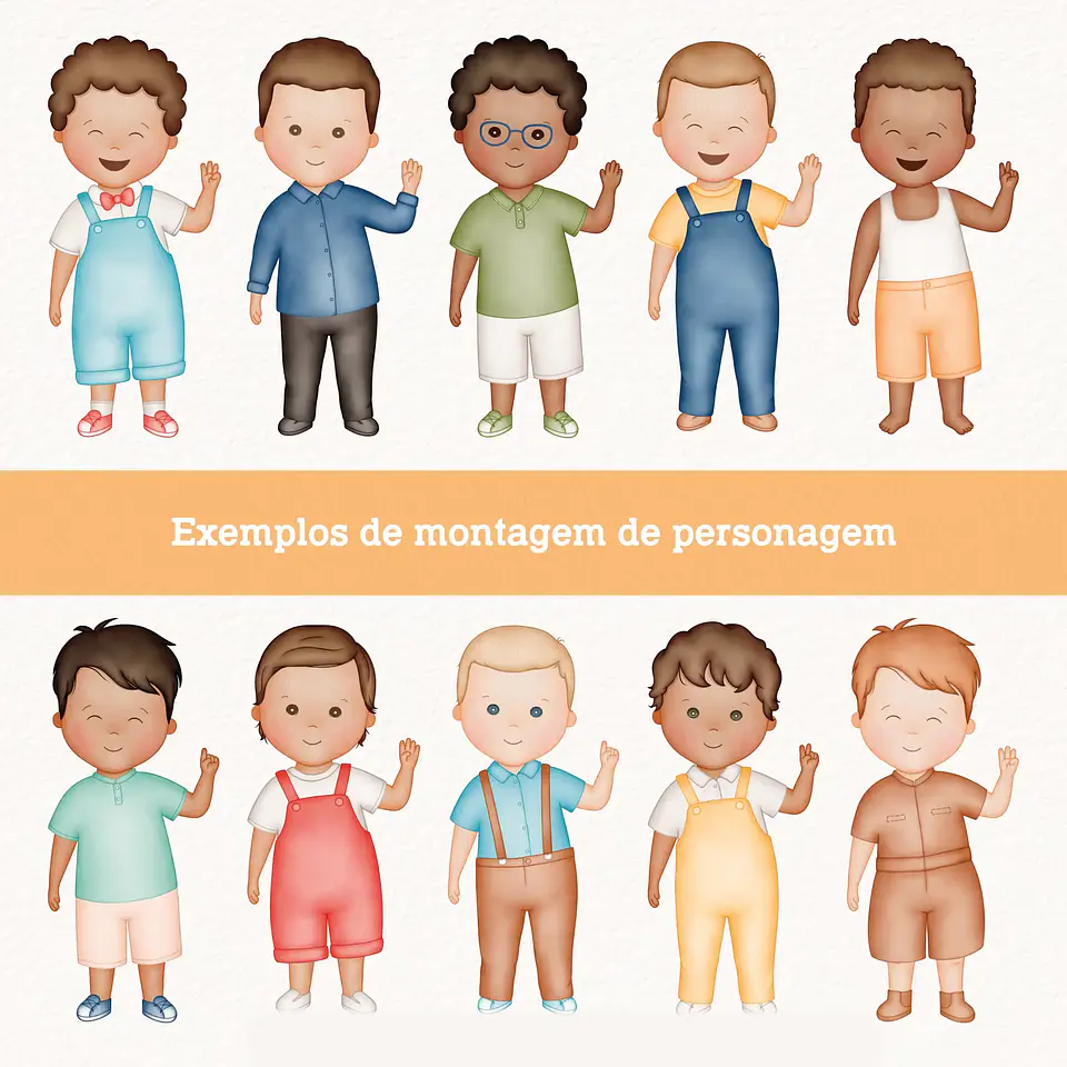 Kit Digital Meninos e Meninas Aquarela - Para montar 23