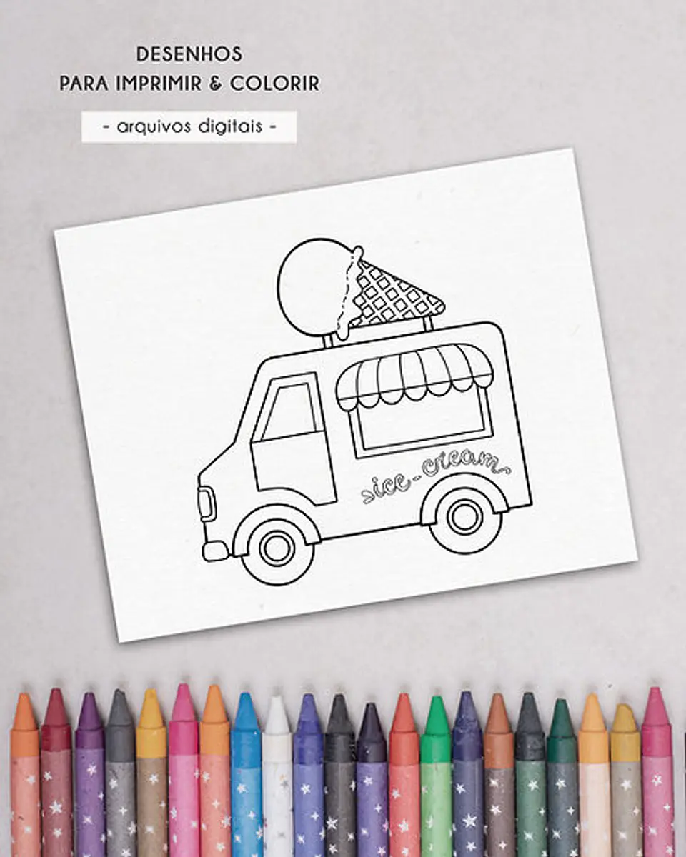 Kit Digital Sorveteria para Colorir - ni studio 3