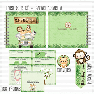 Arquivo de Corte Caderneta e LIvro do Bebê Safari