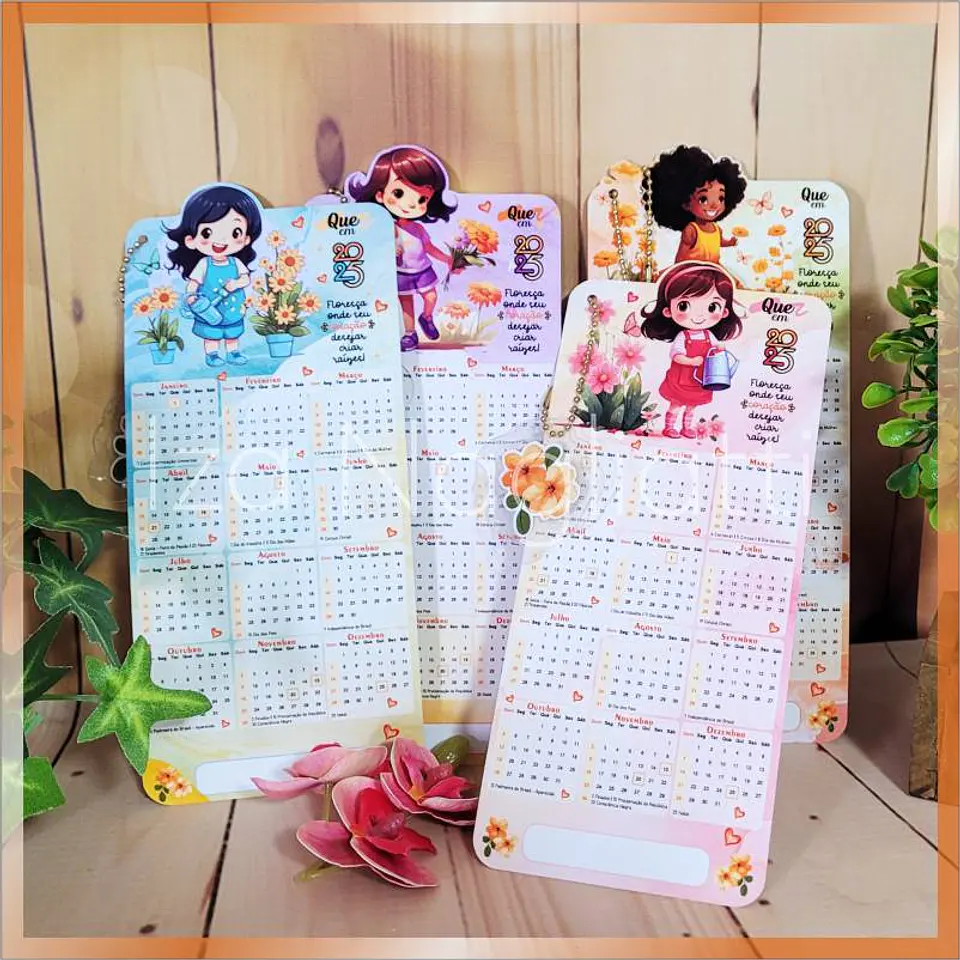 Arquivo Calendário 2025 Marcador de Páginas 4 modelos (mascotinhas) - Iza 1