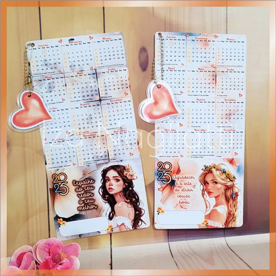Arquivo Calendário 2025 marcador de páginas 4 modelos (mulheres) - IZA 2