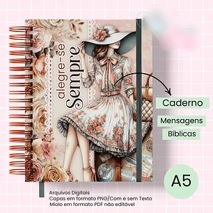Caderno A5 Mensagens Bíblicas Coleção Vintage Girl - jana