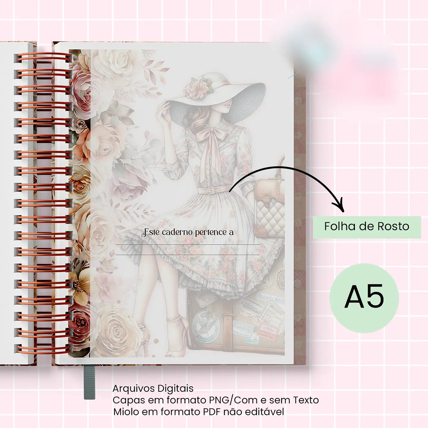Caderno A5 Mensagens Bíblicas Coleção Vintage Girl - jana 3