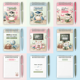 Arquivo Dia dos Professores Bloquinho A6 - wire-o espiral - 10,5 x 14,8cm - TELMA