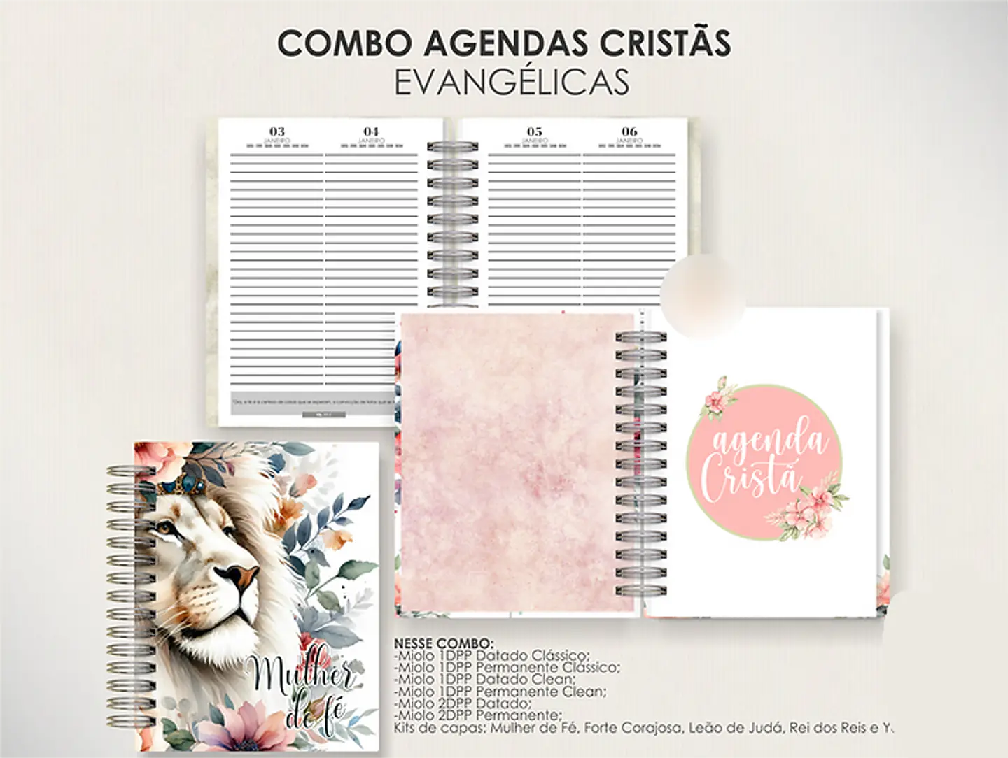 Arquivo Combo de Agendas Evangélicas - Datadas e Permanentes - Moldes da Lê 1