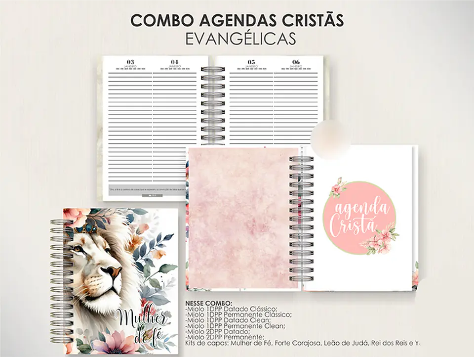 Arquivo Combo de Agendas Evangélicas - Datadas e Permanentes - Moldes da Lê 1