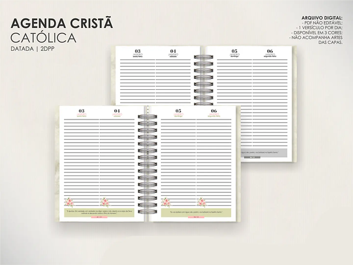 Arquivo Combo de Agendas Evangélicas - Datadas e Permanentes - Moldes da Lê 2