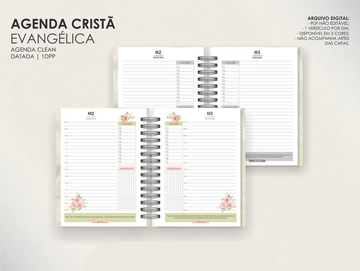 Arquivo Combo de Agendas Evangélicas - Datadas e Permanentes - Moldes da Lê 4