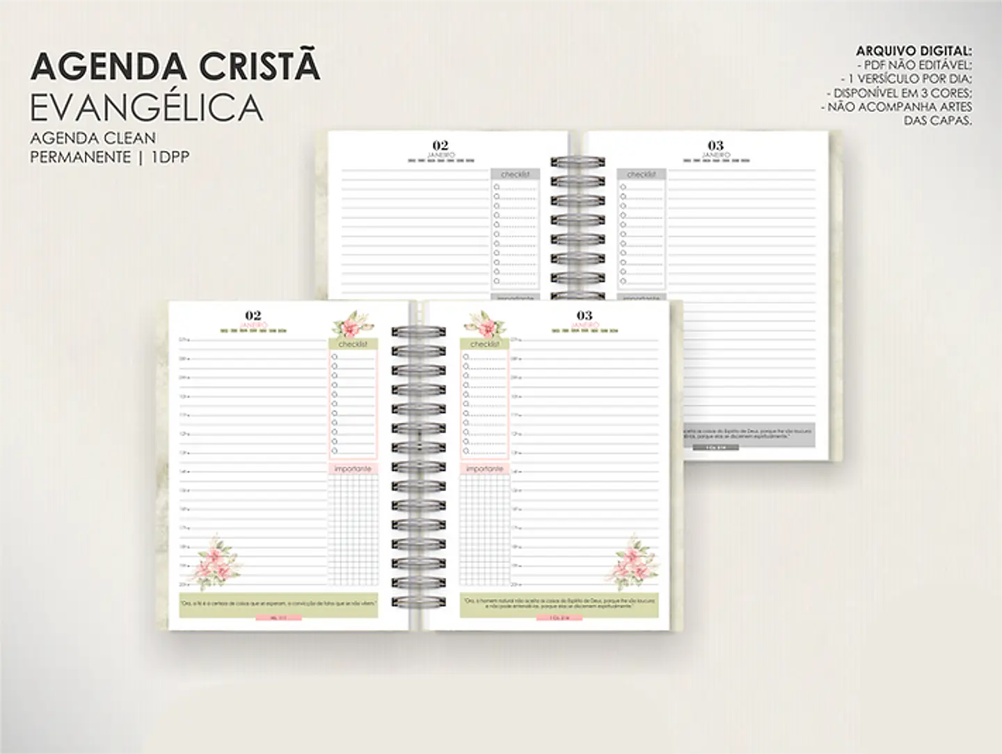 Arquivo Combo de Agendas Evangélicas - Datadas e Permanentes - Moldes da Lê 5