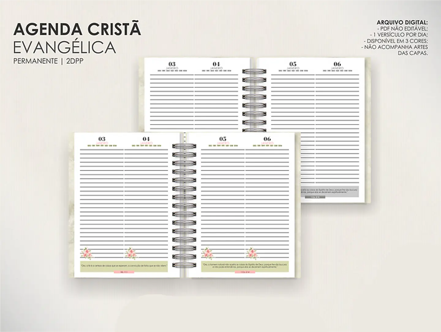 Arquivo Combo de Agendas Evangélicas - Datadas e Permanentes - Moldes da Lê 11