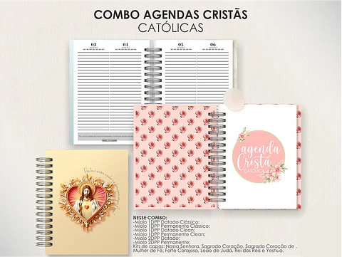 Arquivo Combo de Agendas Católicas - Datadas e Permanentes - Moldes da Lê