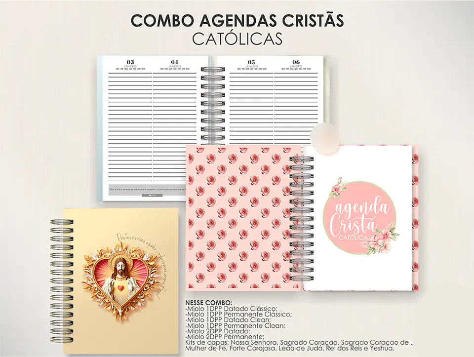 Arquivo Combo de Agendas Católicas - Datadas e Permanentes - Moldes da Lê 1