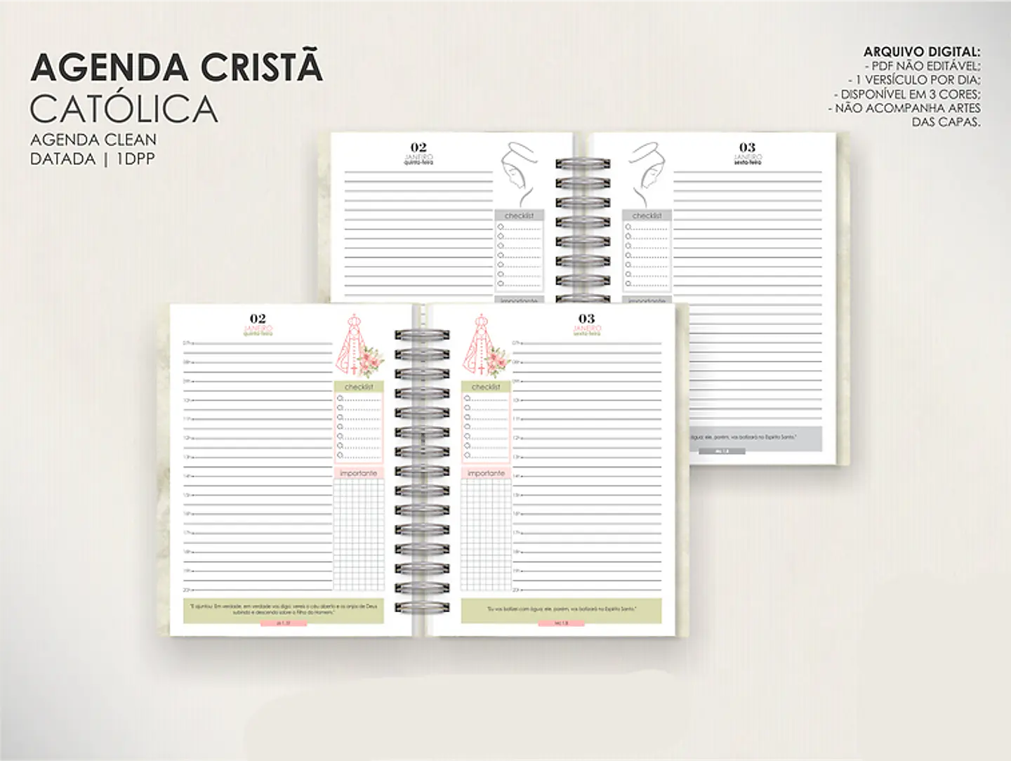 Arquivo Combo de Agendas Católicas - Datadas e Permanentes - Moldes da Lê 7
