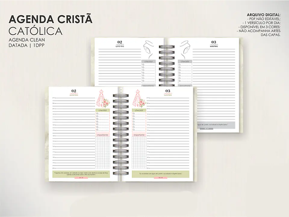 Arquivo Combo de Agendas Católicas - Datadas e Permanentes - Moldes da Lê 7